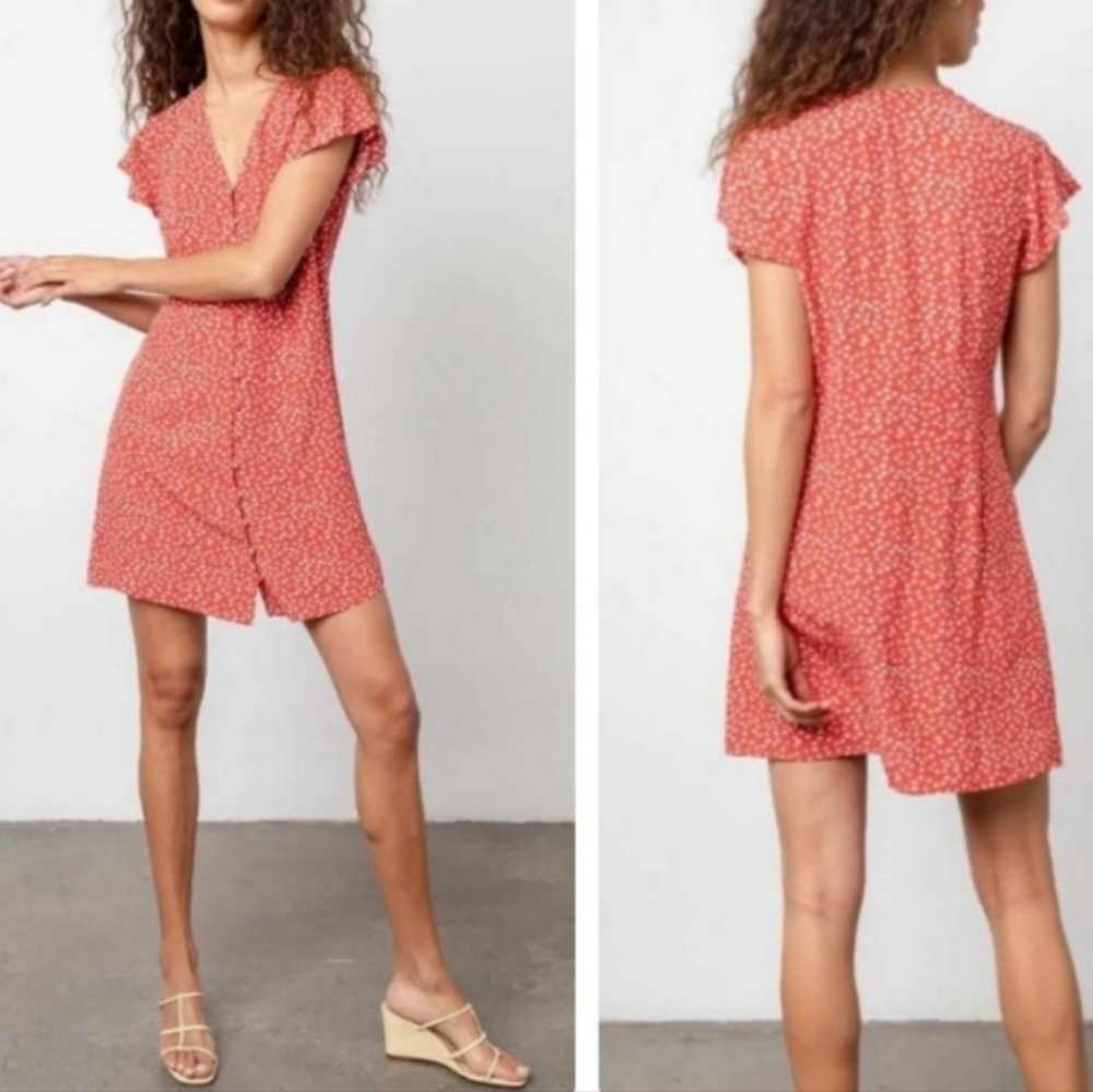 Rails Helena Carmine Daisy Floral Flutter sleeves  mini dress Size XS